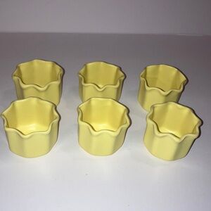Set of 6 Yellow Ceramic Votive Candle Holders